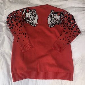 🐆 Orange Cardigan with Leopard Sleeve Detail 🐆